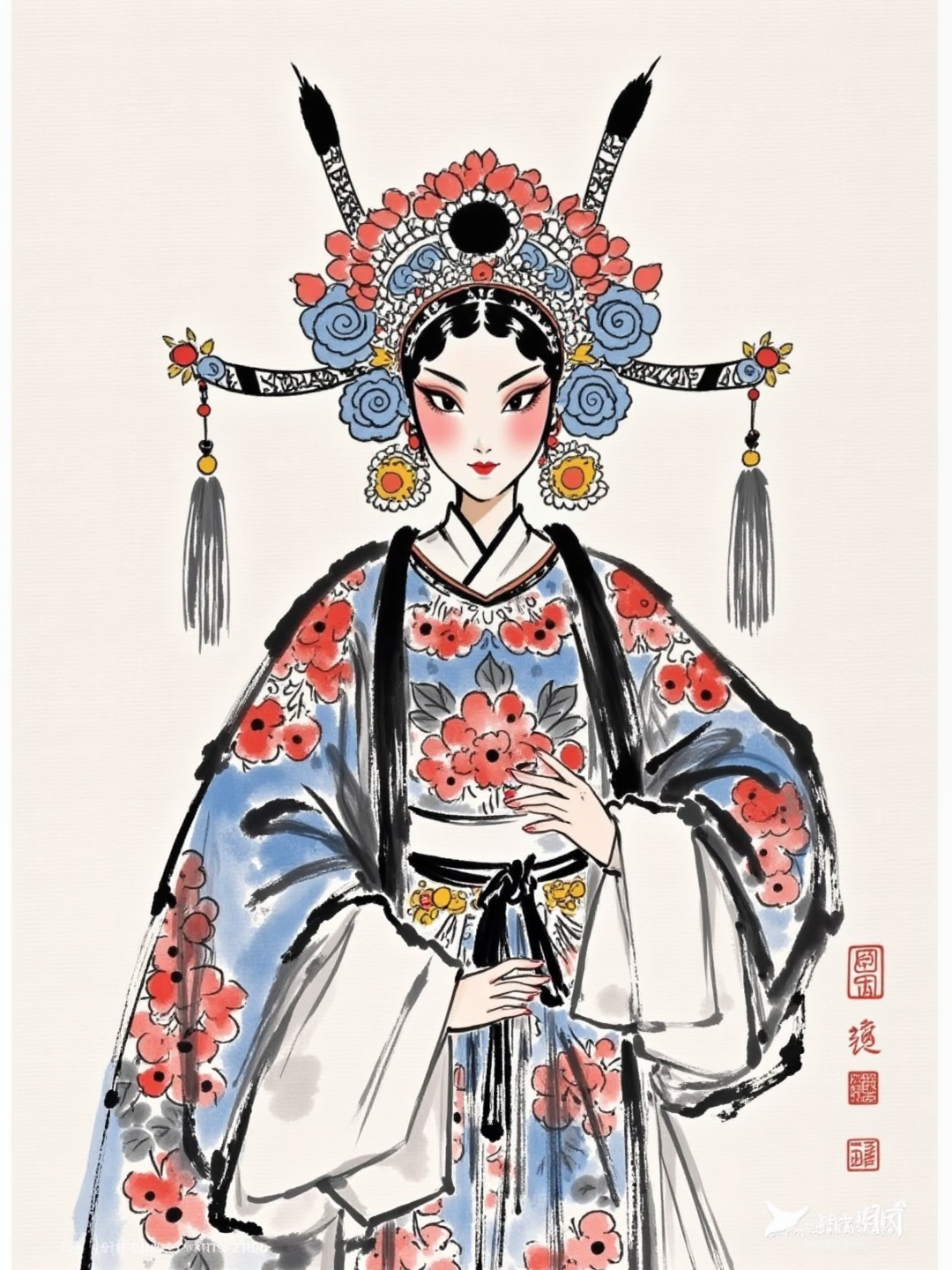 旦角唯美水墨画